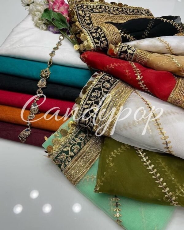 Organza sequence embroidery with raw silk