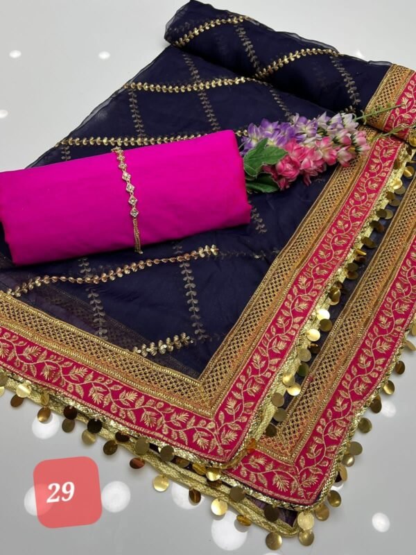Organza sequence embroidery with raw silk - Image 30