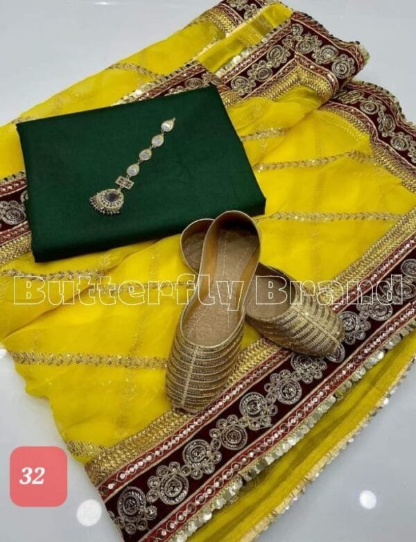 3PC Stitched Raw Silk Suit With Organza Embroidery Dupatta. - Image 32