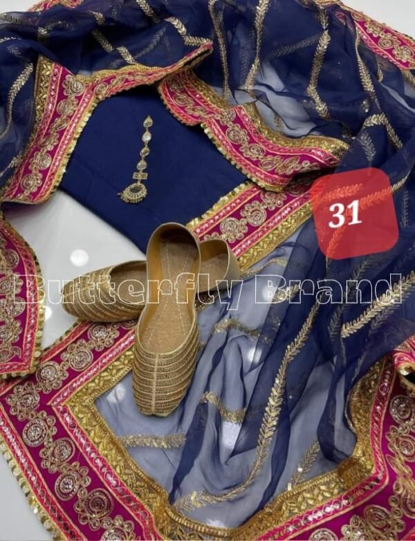 3PC Stitched Raw Silk Suit With Organza Embroidery Dupatta. - Image 31