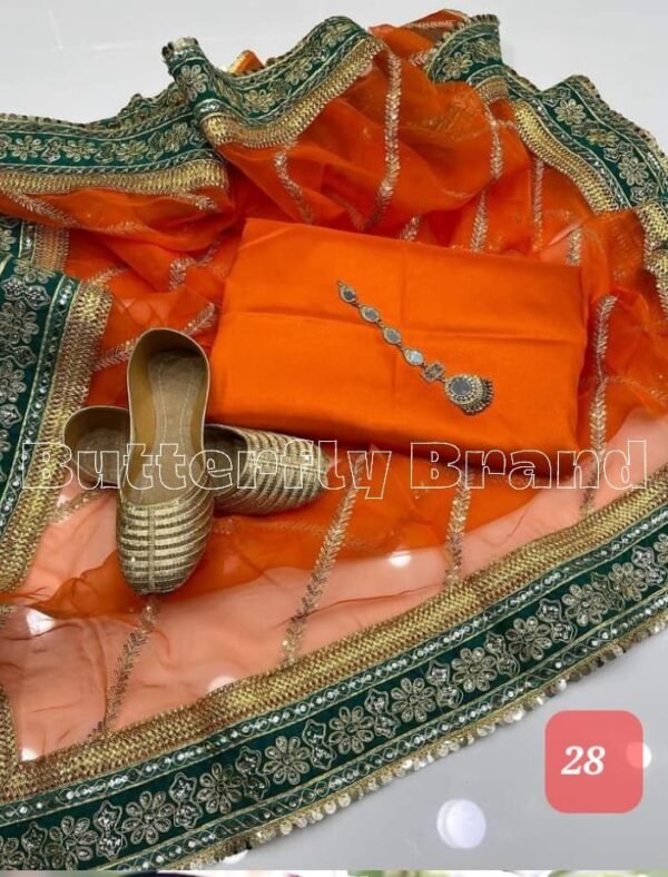 3PC Stitched Raw Silk Suit With Organza Embroidery Dupatta. - Image 28