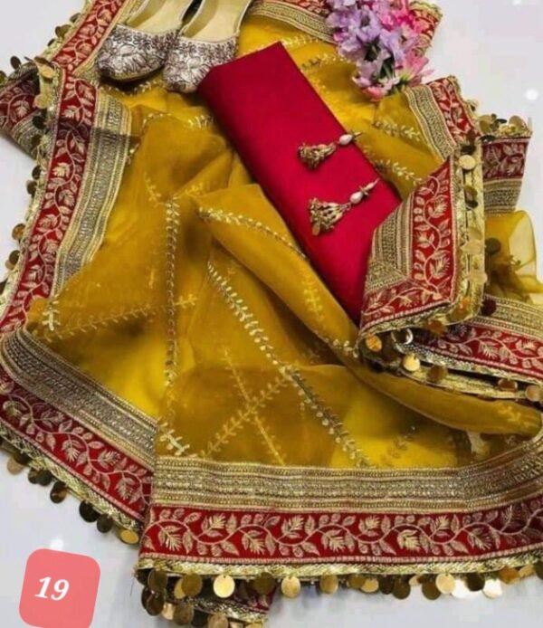 3PC Stitched Raw Silk Suit With Organza Embroidery Dupatta. - Image 19