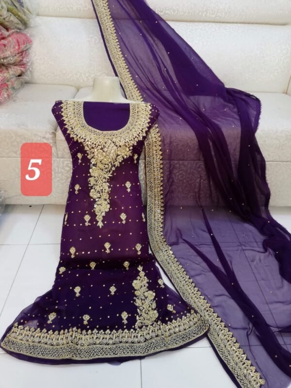3PC Nakshi Dabqa With Matha Patti On Duppata - Image 5