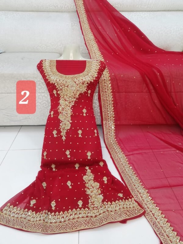 3PC Nakshi Dabqa With Matha Patti On Duppata - Image 2
