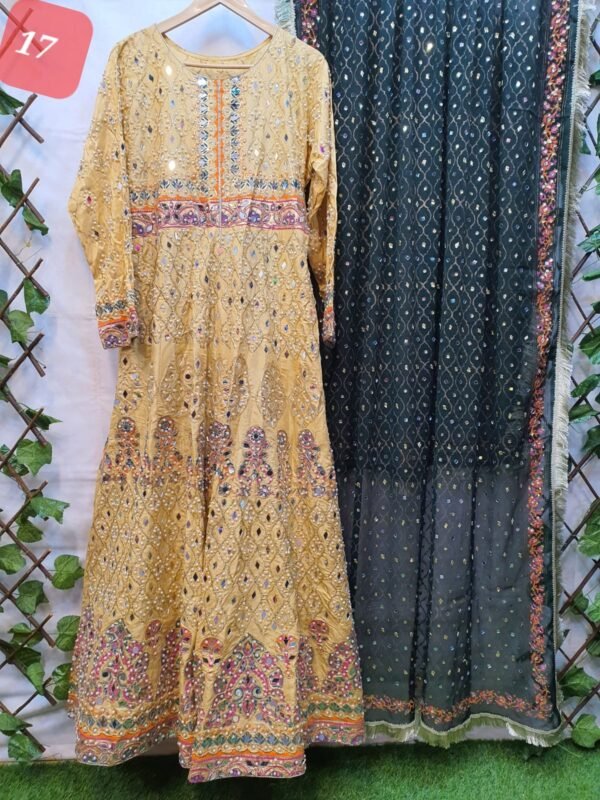 2PC Stitched Screen Print Hand Work Maxi With Chiffon Dupatta - Image 17