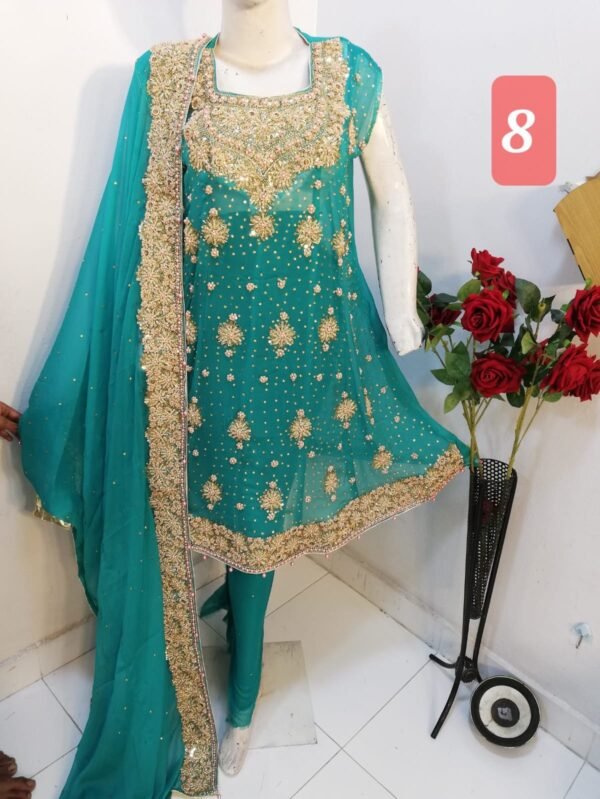 3PC Naqshi frock style - Image 9