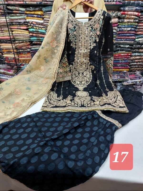 3PC Stitched Handwork Shirt with Gharara - Image 19