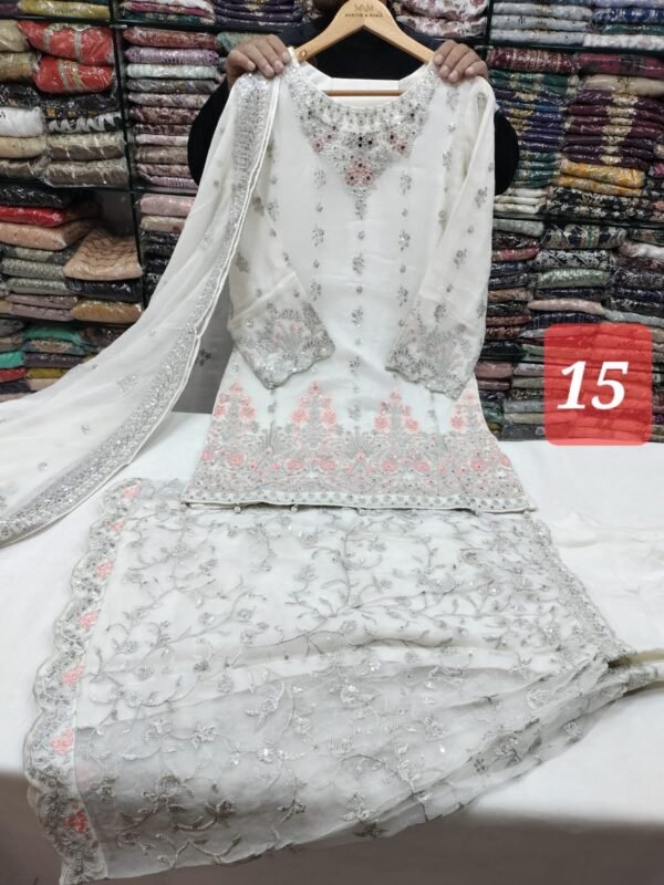 3PC Stitched Handwork Shirt with Gharara - Image 17