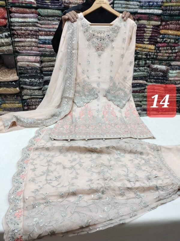 3PC Stitched Handwork Shirt with Gharara - Image 16