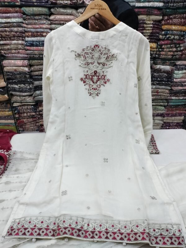 3PC Stitched Handwork Shirt with Gharara - Image 15