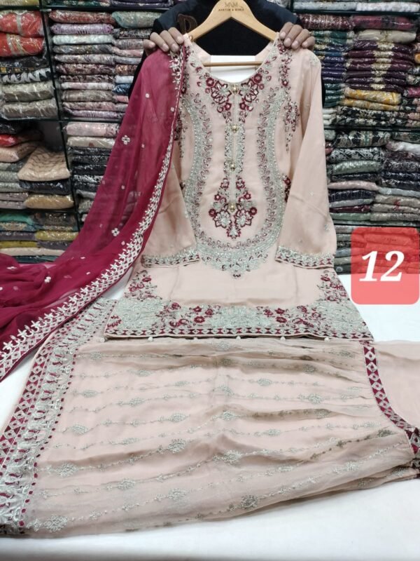3PC Stitched Handwork Shirt with Gharara - Image 13