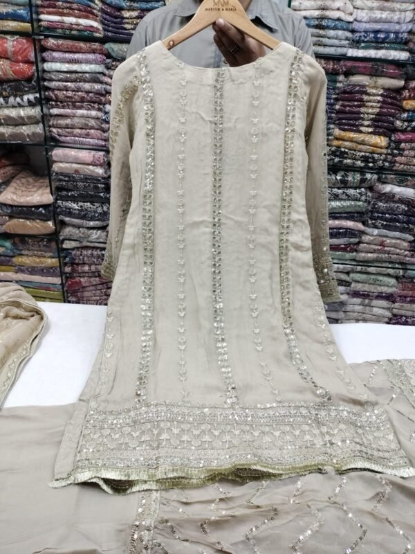 3PC Stitched Handwork Shirt with Gharara - Image 12