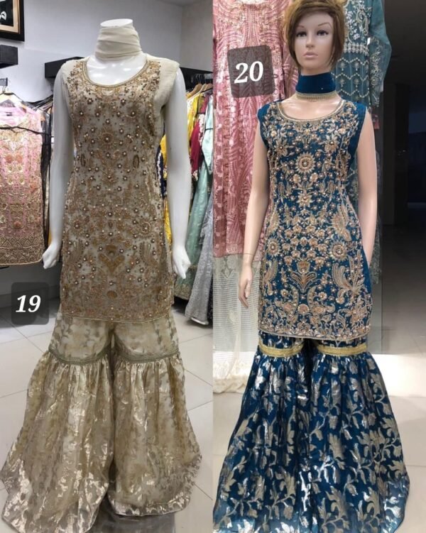 3PC Stitched Shirts With Gharara and Dupatta. - Image 11