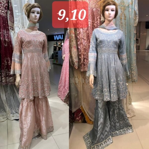 3PC Stitched Shirts With Gharara and Dupatta. - Image 8