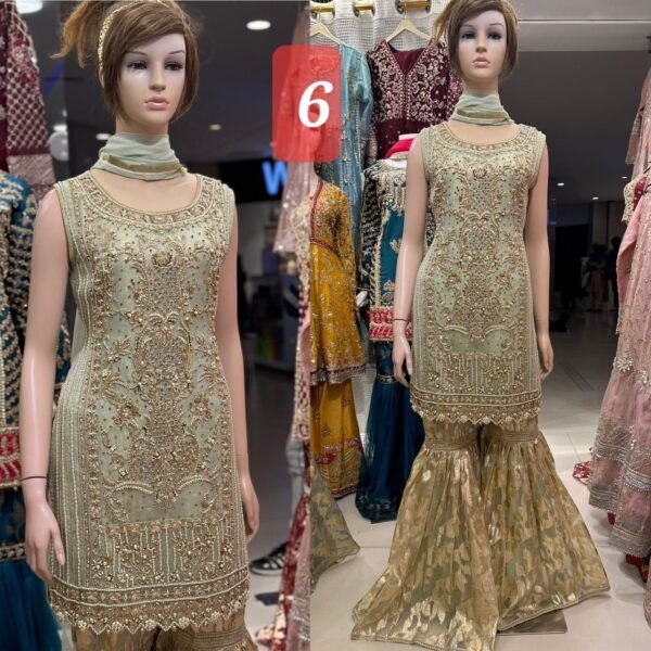 3PC Stitched Shirts With Gharara and Dupatta. - Image 5