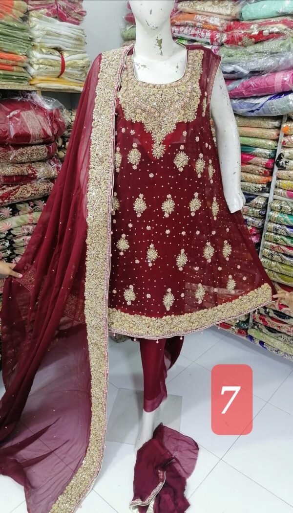 3PC Naqshi frock style - Image 8