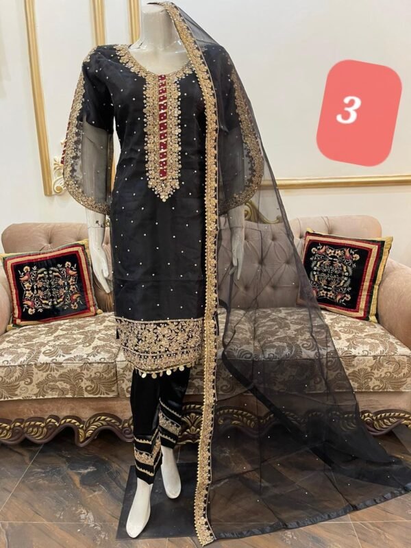 Organza Stitched 3 pcs suit - Image 4