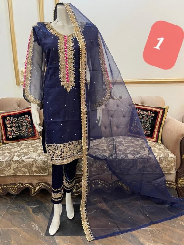 Organza Stitched 3 pcs suit - Image 2