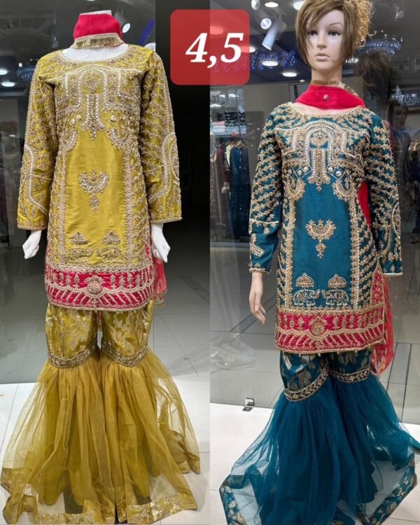 3PC Stitched Shirts With Gharara and Dupatta. - Image 4