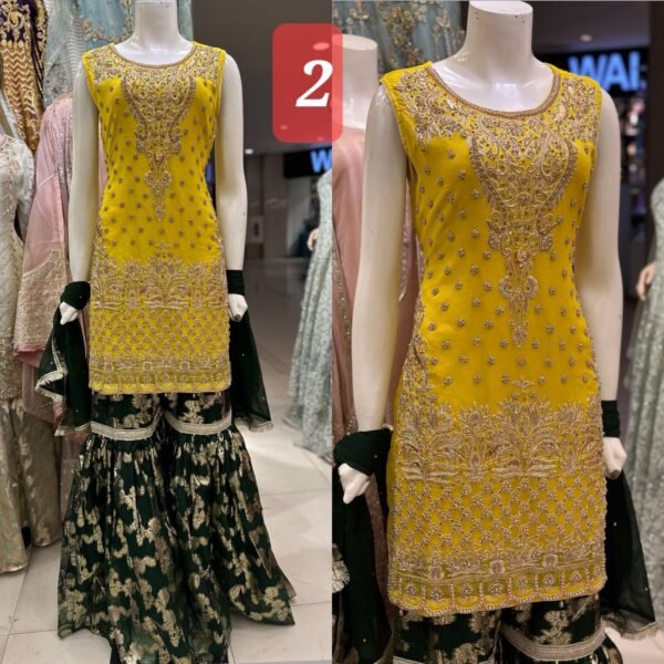 3PC Stitched Shirts With Gharara and Dupatta. - Image 2