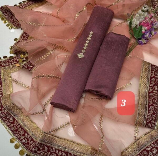 Organza sequence embroidery with raw silk - Image 4