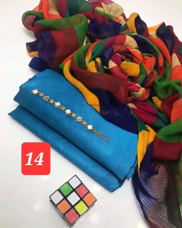 3 pcs Stitched Suit with Crinkle Chiffon Dupatta - Image 16