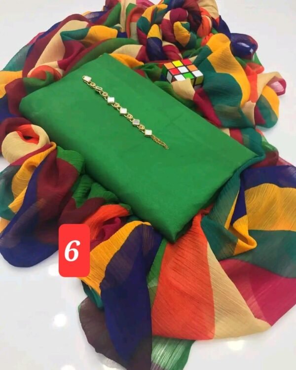 3 pcs Stitched Suit with Crinkle Chiffon Dupatta - Image 10