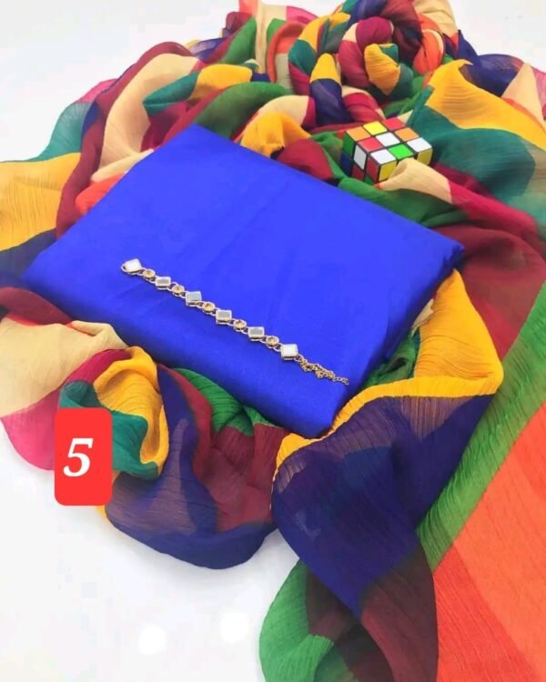 3 pcs Stitched Suit with Crinkle Chiffon Dupatta - Image 7