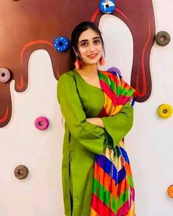 3 pcs Stitched Suit with Crinkle Chiffon Dupatta