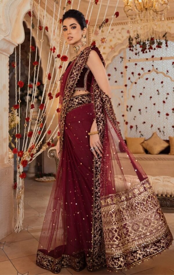Noor By Saadia Asad Stitched Maroon D4- AVA - Image 2