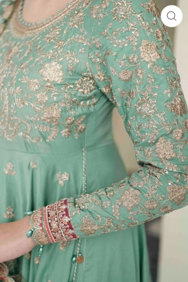 Maria B stitched Sateen - Aqua CST-606 - Image 4