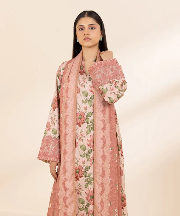 Sapphire Stitched 3 Piece - Embroidered Linen Suit