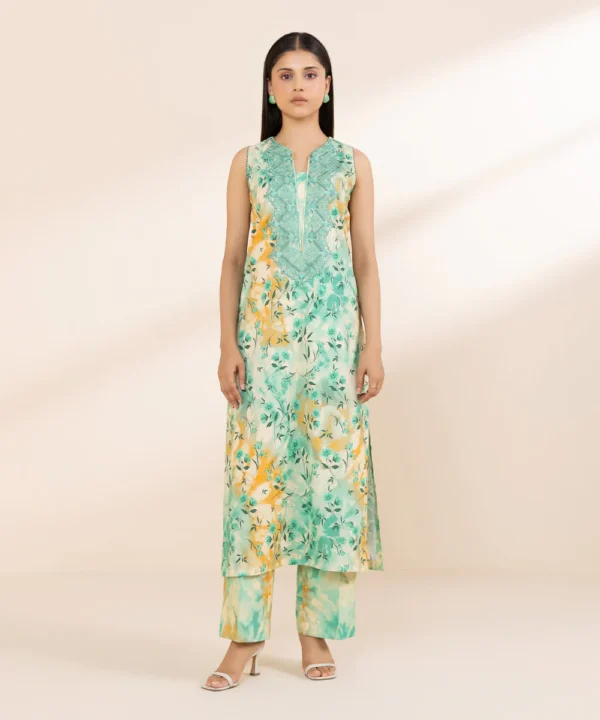 Sapphire Stitched 2 Piece - Embroidered Linen Suit