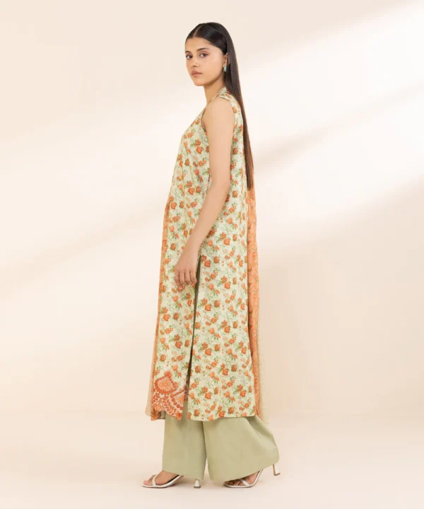 Sapphire Stitched 3 Piece - Embroidered Linen Suit - Image 4