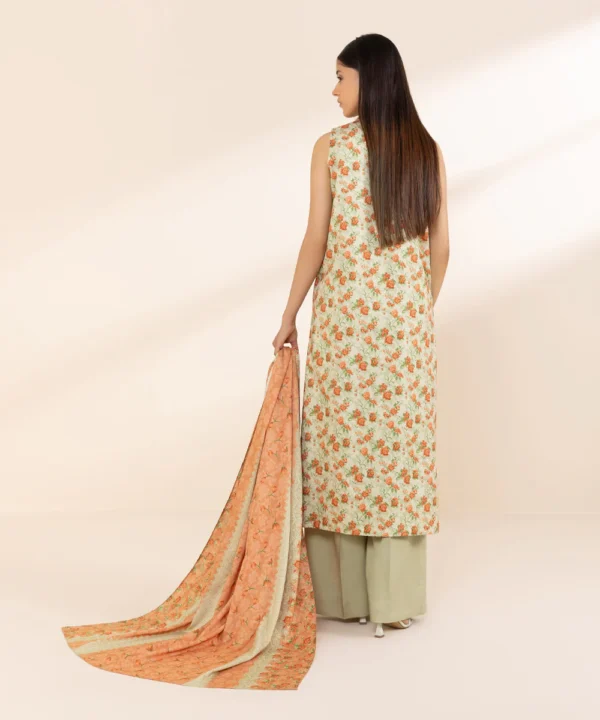 Sapphire Stitched 3 Piece - Embroidered Linen Suit - Image 3