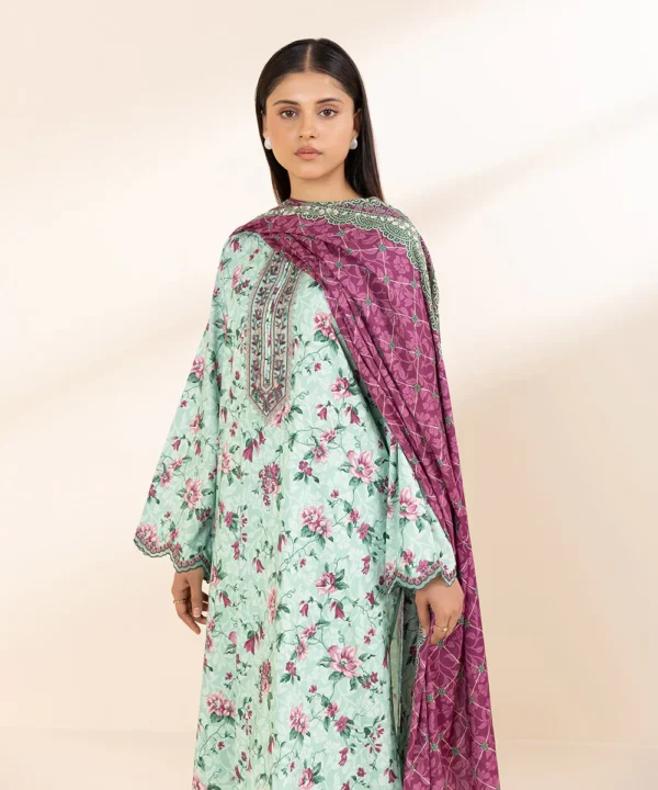 Sapphire Stitched 3 Piece - Embroidered Linen Suit