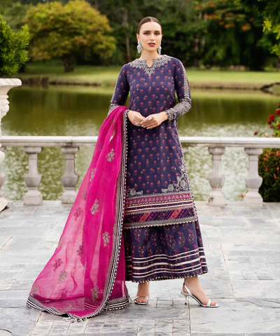 Sapphire Stitched 3 Piece - Embroidered Silk Suit