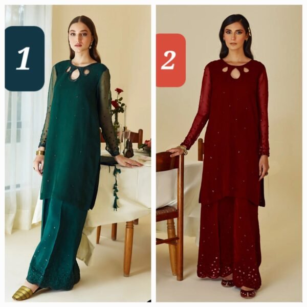 BAROQUE 2PC STITCHED EMBROIDERED CHIFFON