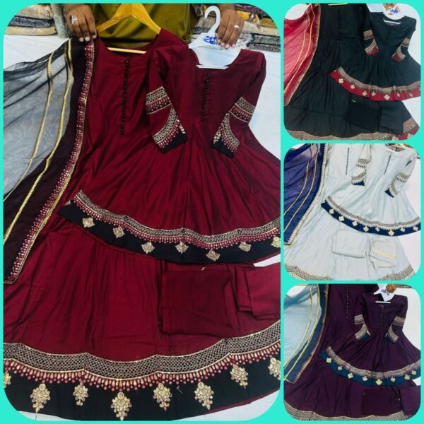 Mother &Daughter Collection,3PC Soft Khaddi Fabric With Thread and Sequins Embroidery.