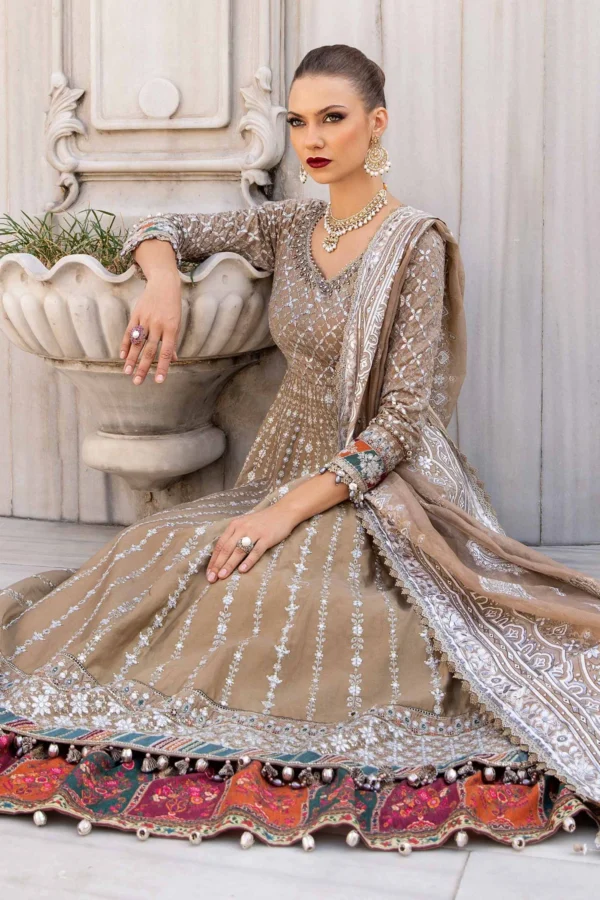 Maria B Stitched Embroidered Cotton Satin Suit | CST-810 - Image 4