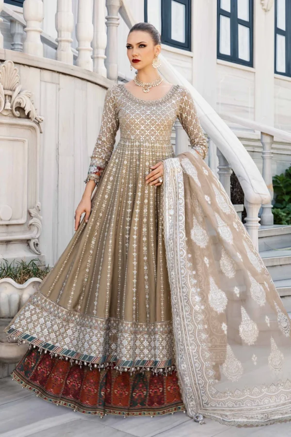 Maria B Stitched Embroidered Cotton Satin Suit | CST-810 - Image 5
