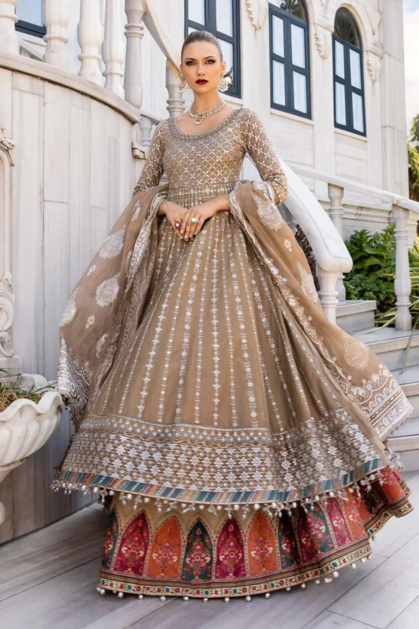 Maria B Stitched Embroidered Cotton Satin Suit | CST-810 - Image 2