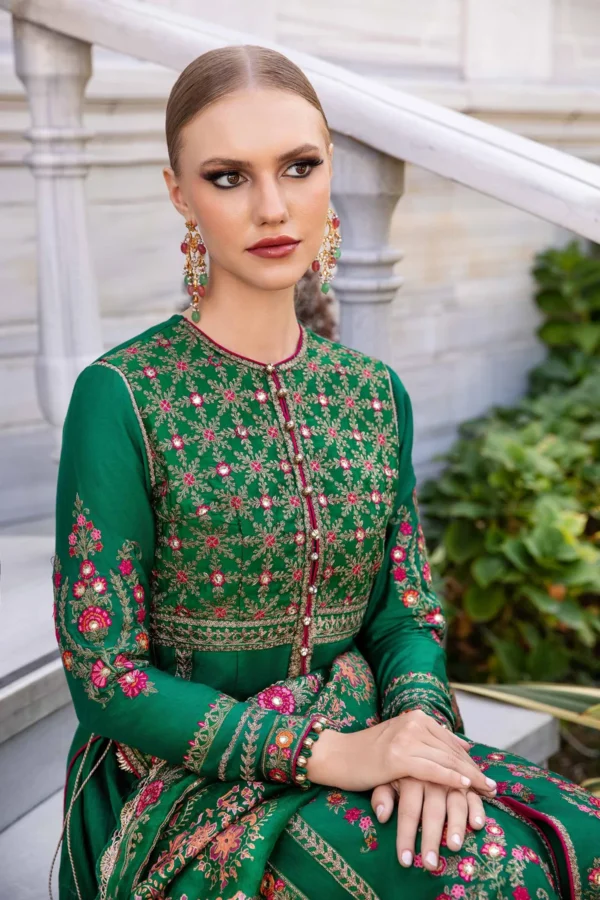 Maria B Stitched Embroidered Cotton Satin Suit | CST-811 - Image 5