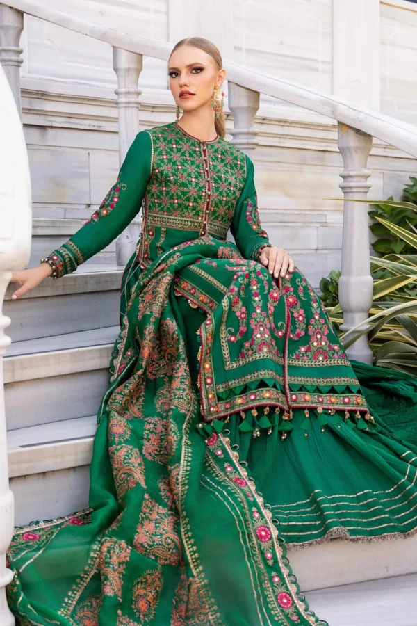 Maria B Stitched Embroidered Cotton Satin Suit | CST-811 - Image 2