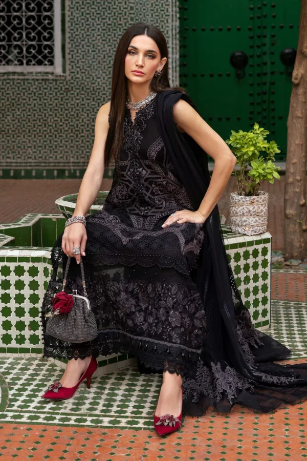 3 Piece Unstitched Embroidered Lawn Suit | D-2512-B - Image 2