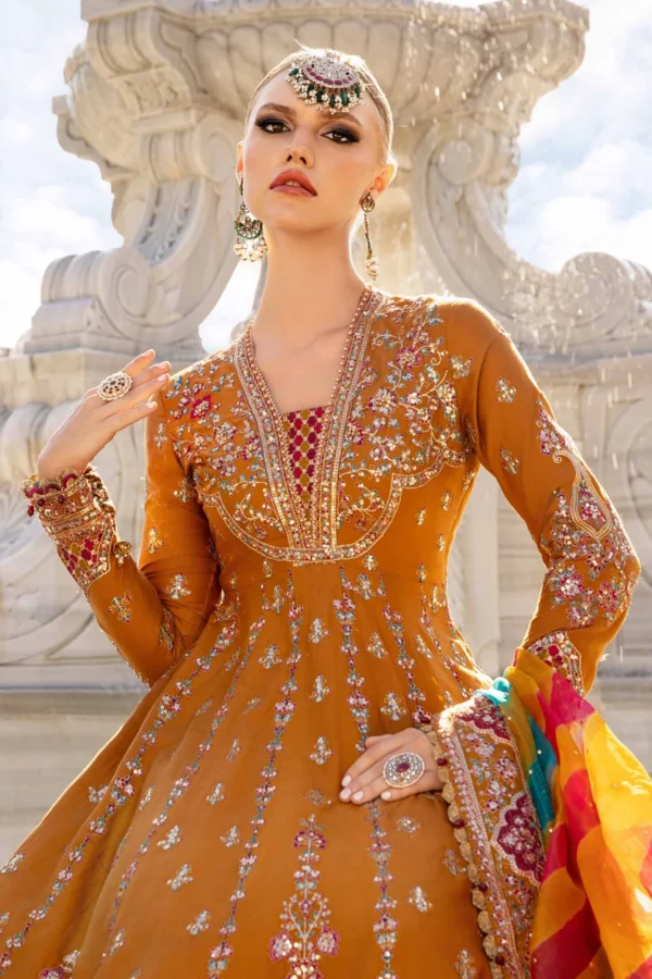 Maria B Stitched Embroidered Cotton Satin Suit | CST-812 - Image 4
