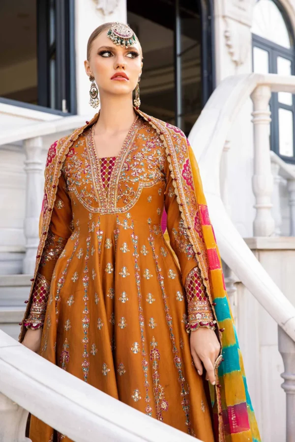 Maria B Stitched Embroidered Cotton Satin Suit | CST-812 - Image 3
