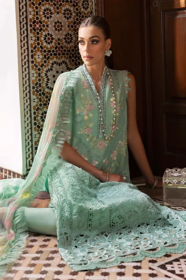 3 Piece Unstitched Embroidered Lawn Suit | D-2514-A - Image 2