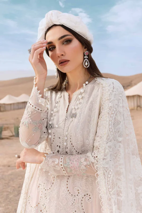 3 Piece Unstitched Embroidered Dobby Lawn Suit | D-2515-A - Image 2
