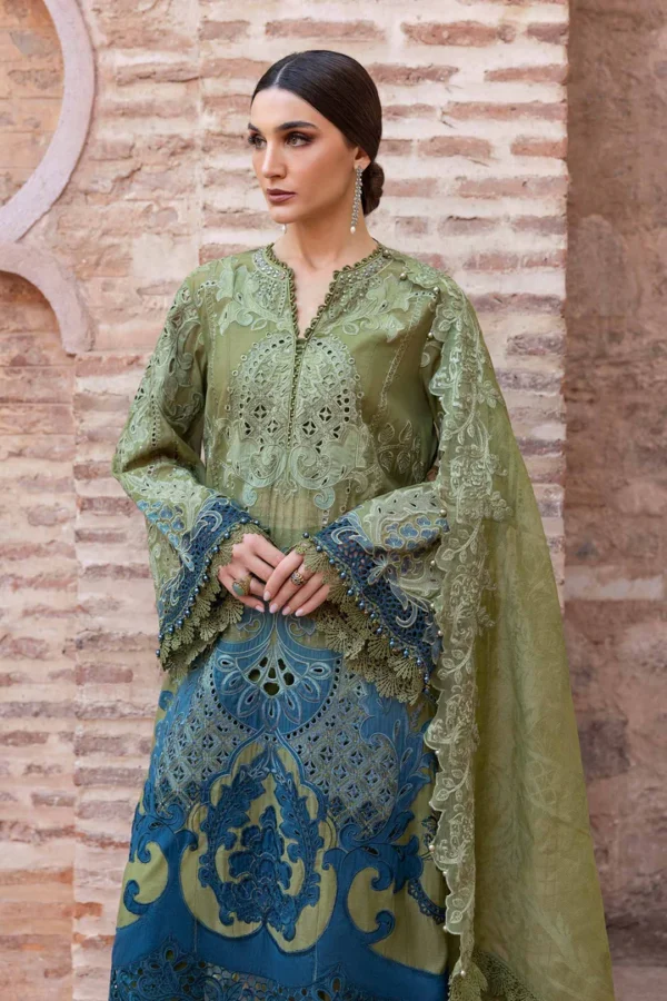 3 Piece Unstitched Embroidered Paper Cotton Suit | D-2501-A - Image 2